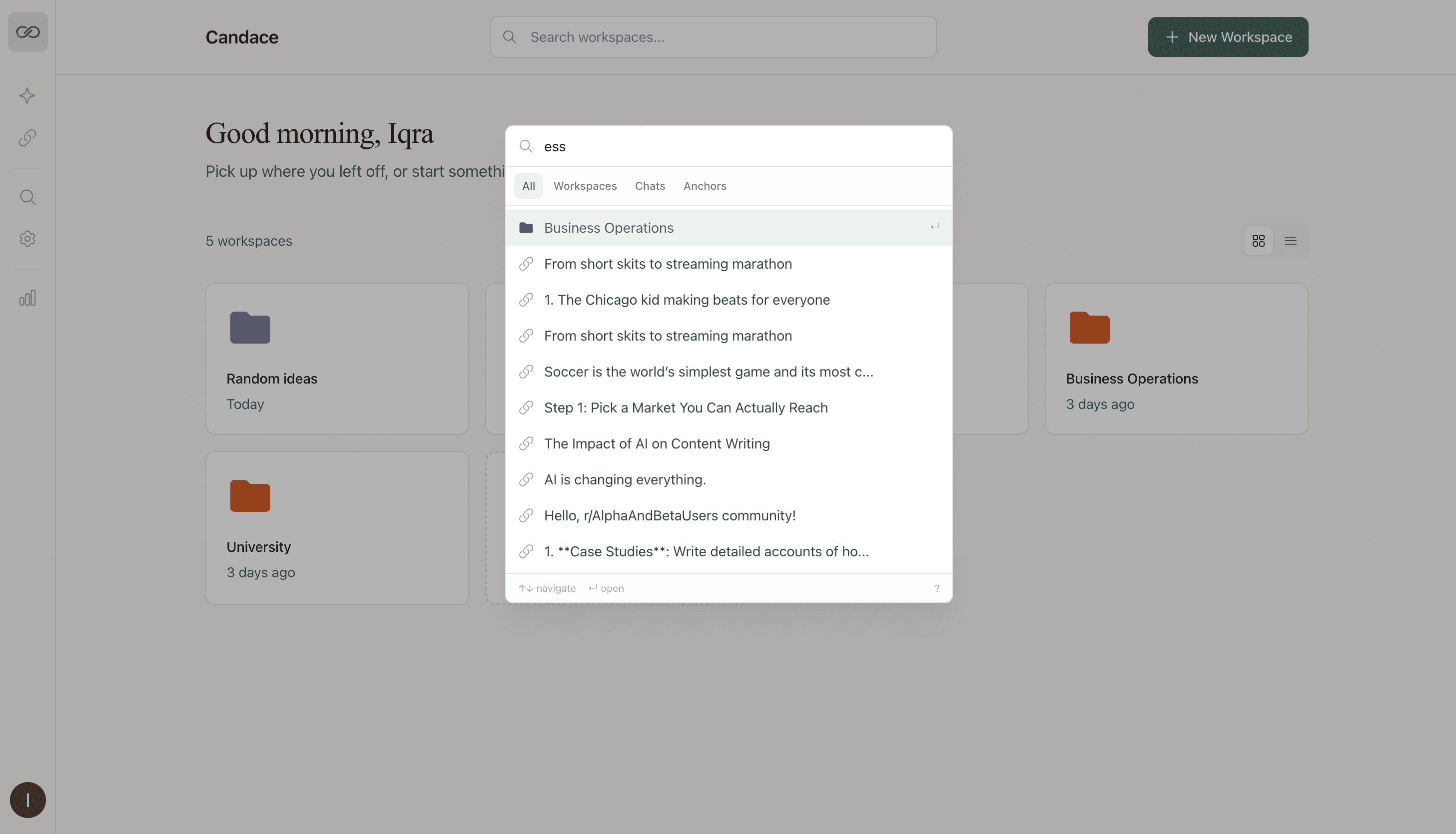 Chat folders and history